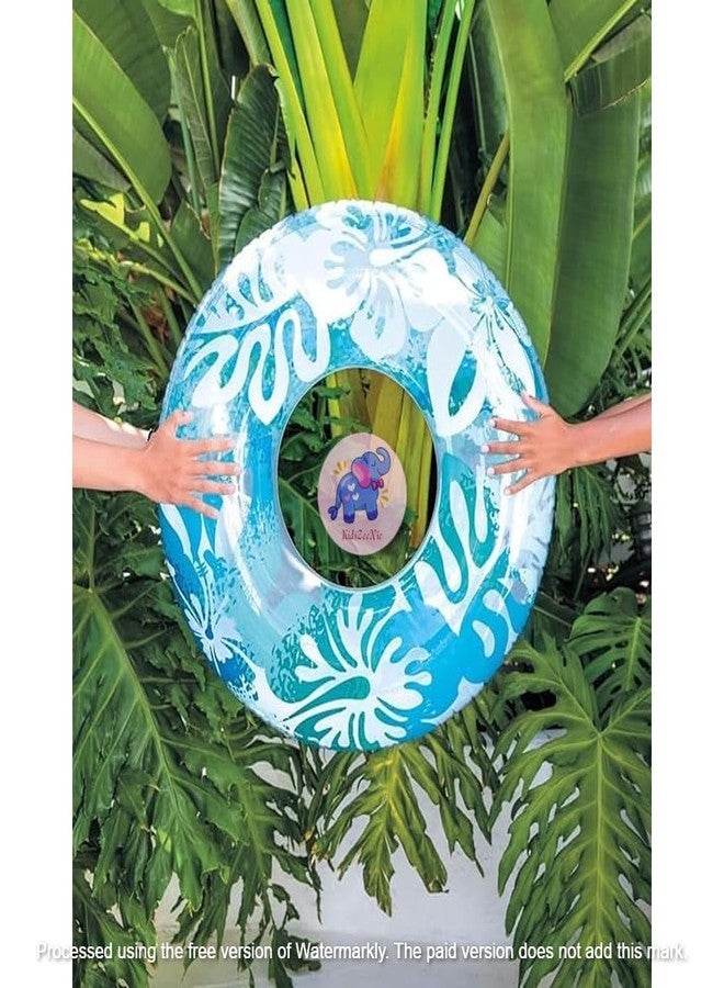 KidsZeeNie® Inflatable Swimming Rings for Adult| Printed Floater for Summer Fun|Circle Swim Tube for Pool Party, Lake, Beach| Swimmer Training Aid|Water Safety Float for Kids 9+ (Clear Tropical) - Image 4